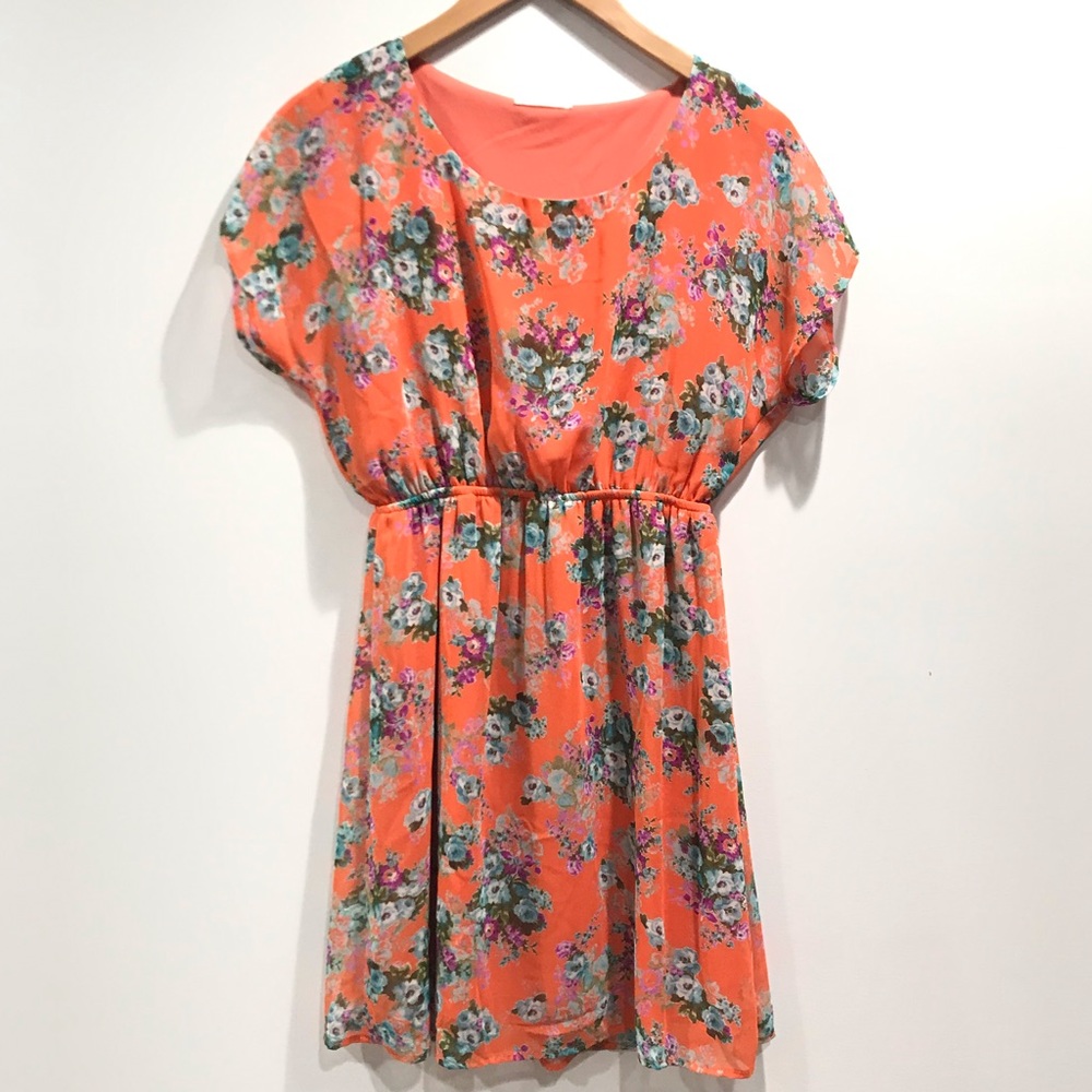 Everly Nordstrom Floral Orange Boho Dress. Size S